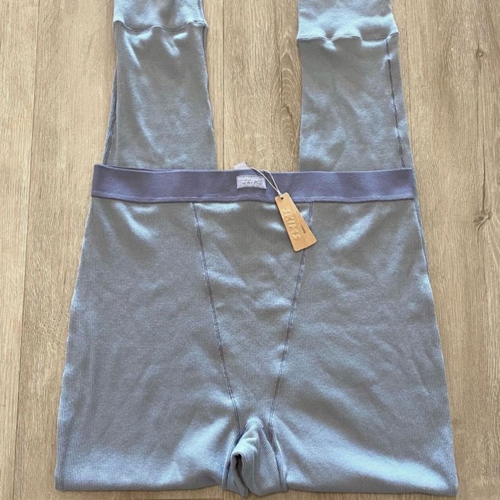 Skims Cotton Rib Jersey Leggings Color Pacific